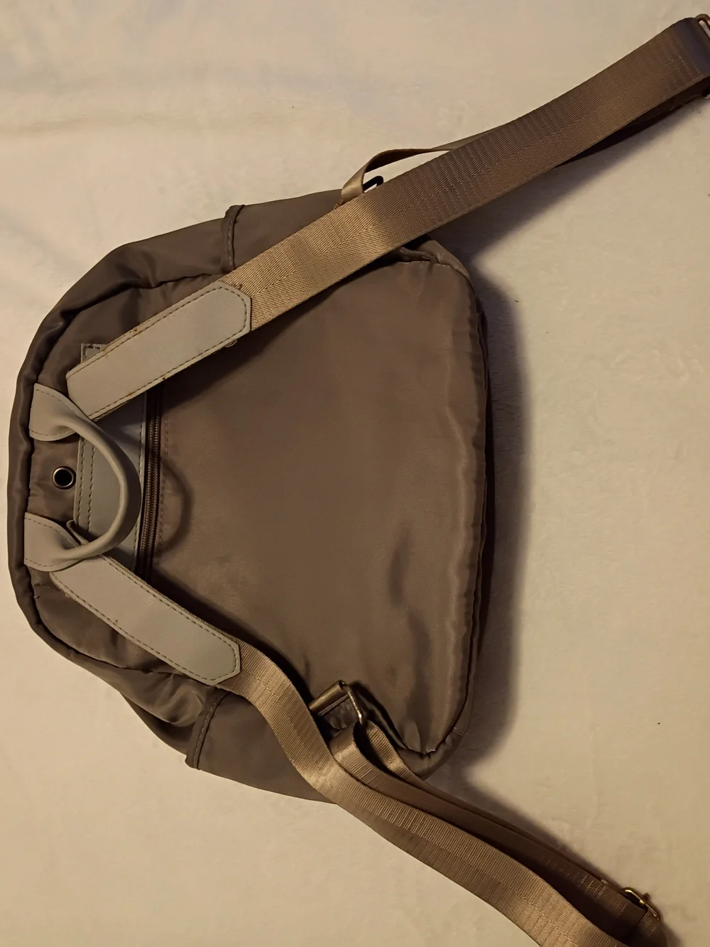 Unbranded Taupe Nylon Backpack with Gold Hardware